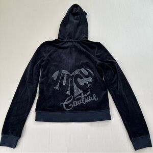 Vintage Y2K Juicy Couture Navy Velour Zip Hoodie, M
